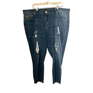 Ashley Stewart 22 ShortDistressed Sky High Ankle Blue Jeans Plus Casual Neutral